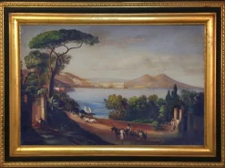 Neapel, Posillipo Schule, Italienische Landschaft, Öl auf Leinwand, Gerahmt