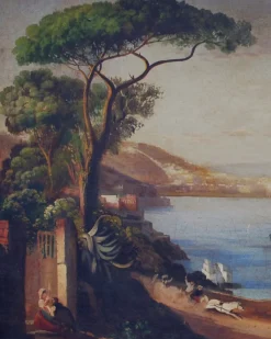 Neapel, Posillipo Schule, Italienische Landschaft, Öl auf Leinwand, Gerahmt