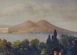 Neapel, Posillipo Schule, Italienische Landschaft, Öl auf Leinwand, Gerahmt
