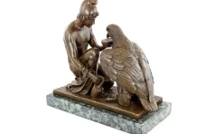 Neoklassizistische Bronzeskulptur eines Ganymedes und Zeus Adlers