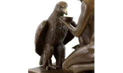Neoklassizistische Bronzeskulptur eines Ganymedes und Zeus Adlers