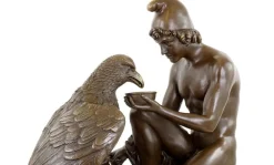 Neoklassizistische Bronzeskulptur eines Ganymedes und Zeus Adlers