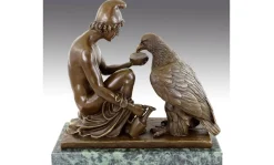 Neoklassizistische Bronzeskulptur eines Ganymedes und Zeus Adlers