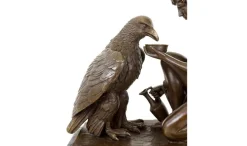 Neoklassizistische Bronzeskulptur eines Ganymedes und Zeus Adlers