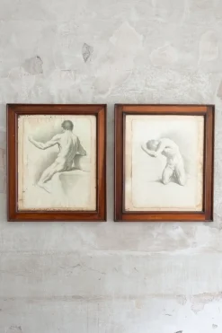 Neoklassizistische Künstler, Akademische Akte, Frühes 19. Jh., Bleistiftzeichnungen, Eingerahmt, 2er Set