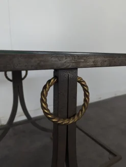 Neoklassizistischer Beistelltisch aus Schmiedeeisen und Glasiertem Glas