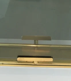 Neoklassizistischer französischer Zeitungsständer aus Messing mit Glasplatten, 1960er