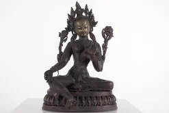 Nepalesische Skulptur einer weiblichen Gottheit in Kupferlegierung, 19. Jh