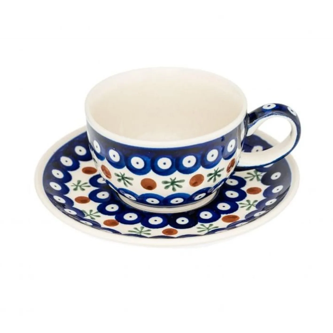 Neue Keramiktassen mit Lotus Flower Untertasse von Zakłady Ceramiczne Bolesławiec, 4 . Set