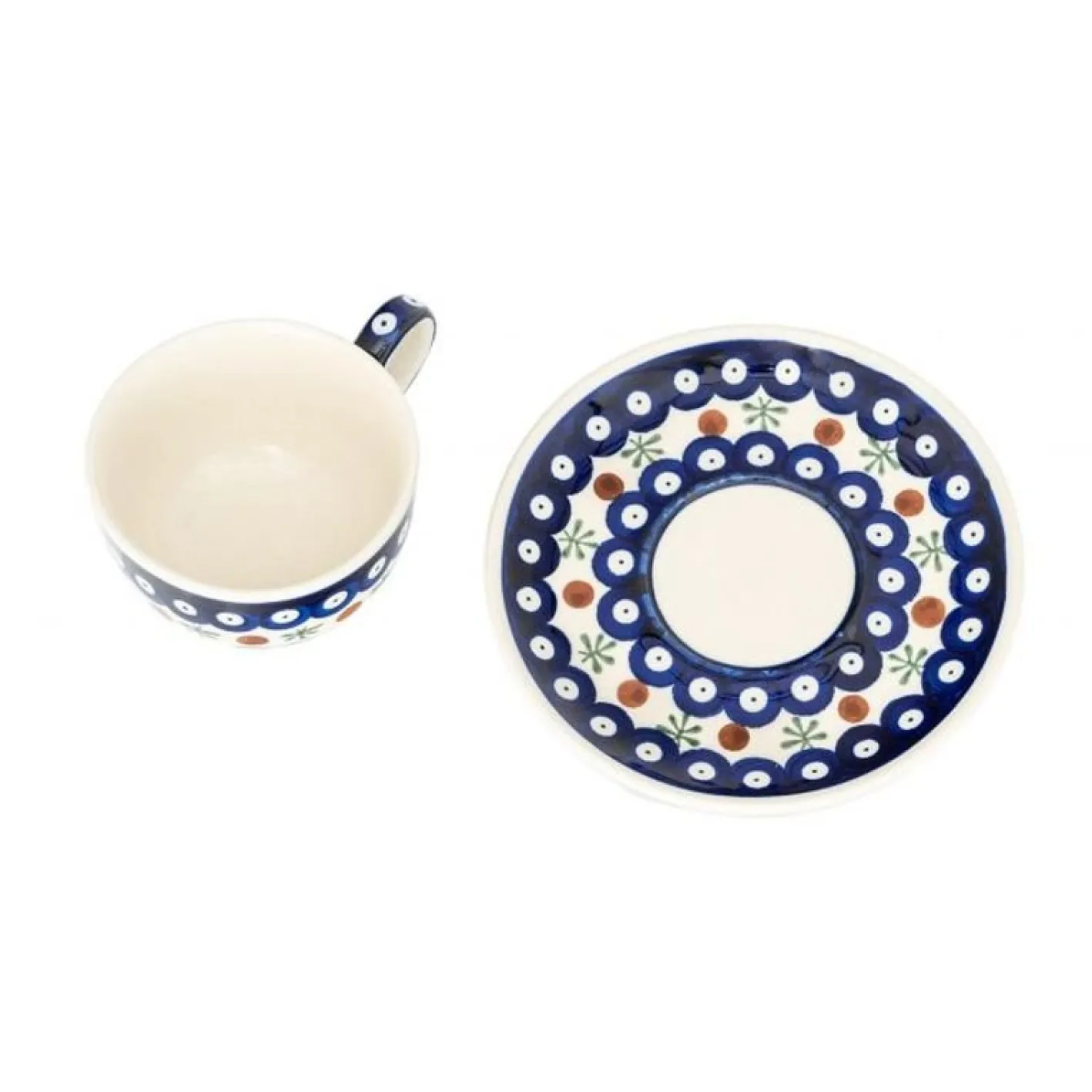 Neue Keramiktassen mit Lotus Flower Untertasse von Zakłady Ceramiczne Bolesławiec, 4 . Set