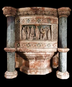 Neugotische Kanzel aus Alabastro Fiorito Marmor, Italien, 18. Jh