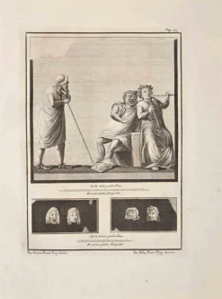 Nicola Billy, Antike Römische Fresco Herculaneum, Original Radierung, 18. Jh