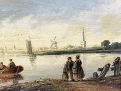 Niederländischer Künstler, Landschaft, 19. Jh., Öl auf Holz, gerahmt