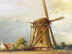 Niederländischer Künstler, Landschaft, 19. Jh., Öl auf Holz, gerahmt