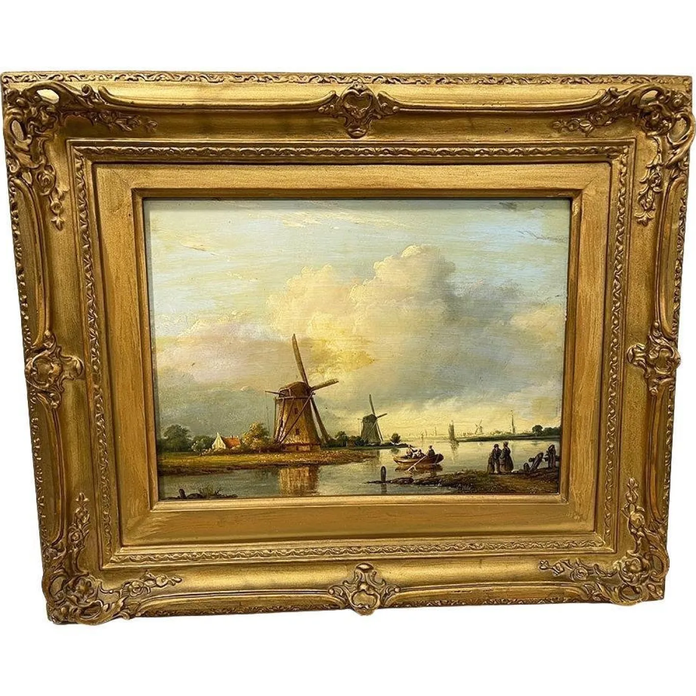 Niederländischer Künstler, Landschaft, 19. Jh., Öl auf Holz, gerahmt