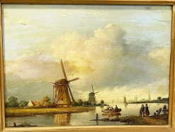 Niederländischer Künstler, Landschaft, 19. Jh., Öl auf Holz, gerahmt