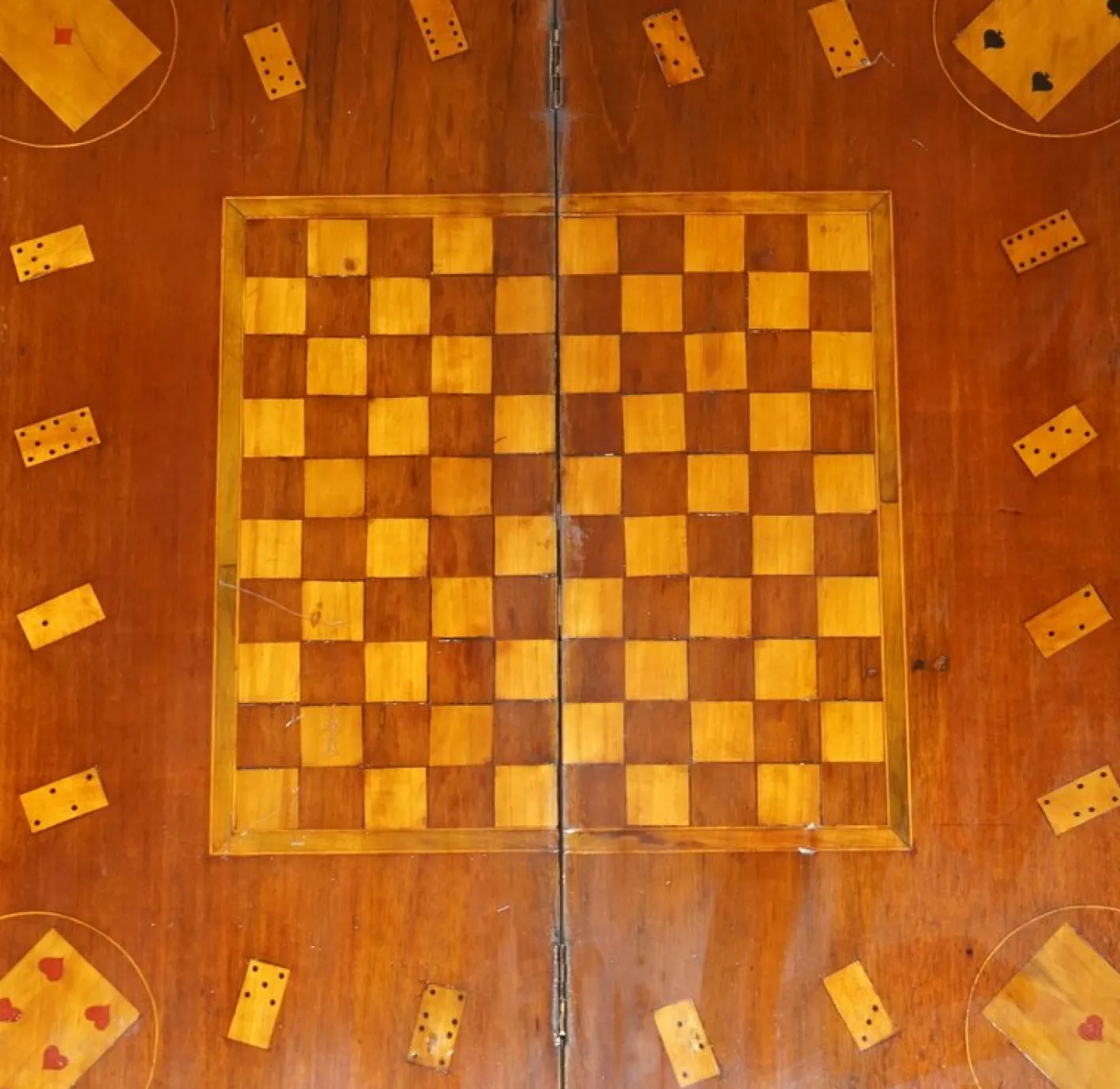 Niederländischer Schach Poker Spieltisch mit Intarsien, 1800