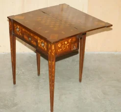 Niederländischer Schach Poker Spieltisch mit Intarsien, 1800