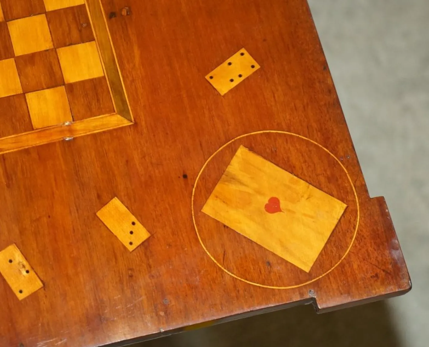 Niederländischer Schach Poker Spieltisch mit Intarsien, 1800