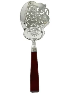 Niederländischer Silber Fisch Servierlöffel mit Achat, Dänemark, 19. Jh