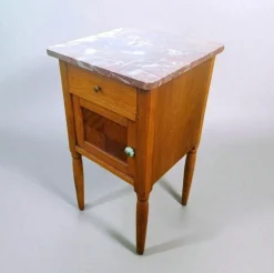 Niederländischer Vintage Art Deco Nachttisch aus Eiche mit Marmorplatte, 1930er