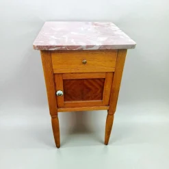 Niederländischer Vintage Art Deco Nachttisch aus Eiche mit Marmorplatte, 1930er