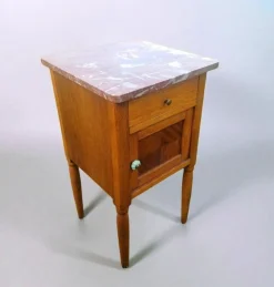 Niederländischer Vintage Art Deco Nachttisch aus Eiche mit Marmorplatte, 1930er