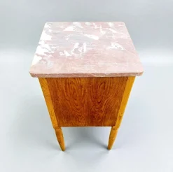 Niederländischer Vintage Art Deco Nachttisch aus Eiche mit Marmorplatte, 1930er