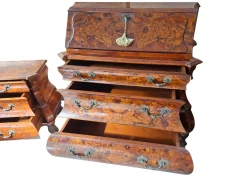 Niederländischer Vintage Barock Triptychon Schrank & Nachttische mit Intarsien, 1920er, 3er Set
