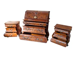 Niederländischer Vintage Barock Triptychon Schrank & Nachttische mit Intarsien, 1920er, 3er Set