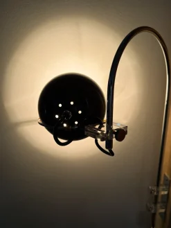 Niederländische Vintage Mushroom Arc Wandlampe in Braun / Chrom, Gepo zugeschrieben | Gebroeders Posthuma