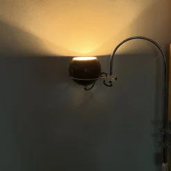 Niederländische Vintage Mushroom Arc Wandlampe in Braun / Chrom, Gepo zugeschrieben | Gebroeders Posthuma
