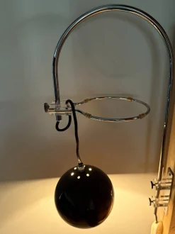 Niederländische Vintage Mushroom Arc Wandlampe in Braun / Chrom, Gepo zugeschrieben | Gebroeders Posthuma