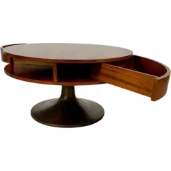 Niedriger italienischer Tisch mit versteckter Schublade, 1960er
