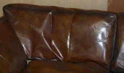 Niedriges Mid-Century Modern Ledersofa in Braun