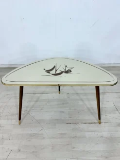 Nierenförmiger Mid-Century Couchtisch mit Grafischem Dekor