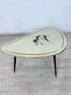 Nierenförmiger Mid-Century Couchtisch mit Grafischem Dekor