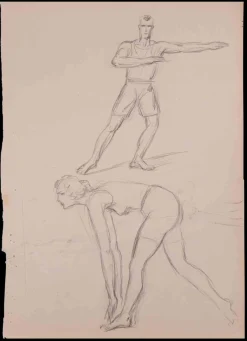 Norbert Meyre, Warm-Up, Bleistiftzeichnung, Frühes 20. Jh