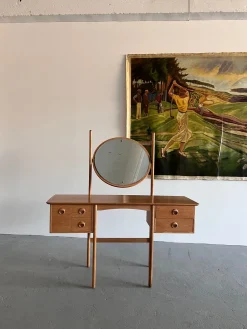Norwegischer Vintage Frisiertisch aus Eiche mit Spiegel, 1970er