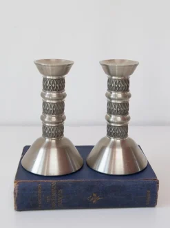 Norwegische Vintage Kerzenhalter aus Zinn, Mästad, Norwegen, 2er Set