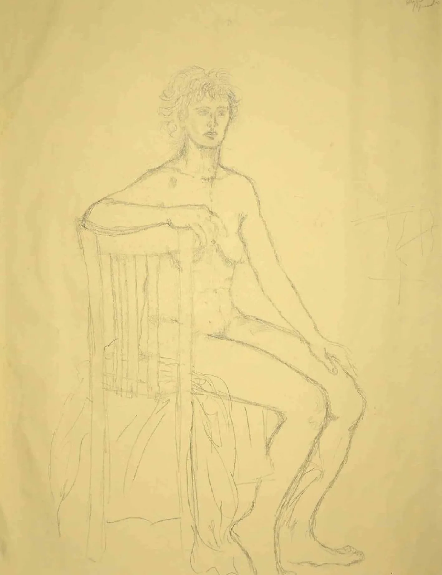 Nudes, Original Bleistiftzeichnung, Mitte des 20. Jh