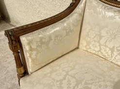 Nussholz Sofa und Sessel im Louis XVI Stil, 3er Set