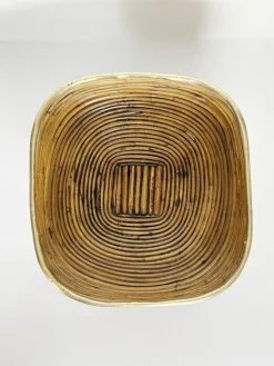 Obstkorb aus Korbgeflecht und Messing, Frankreich, 1960er