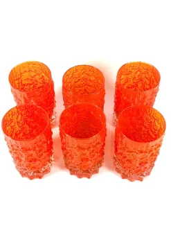 Orangefarbene Gläser von Geoffrey Baxter für Whitefriars, 1960er, 6er Set