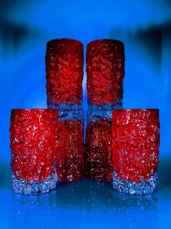 Orangefarbene Gläser von Geoffrey Baxter für Whitefriars, 1960er, 6er Set