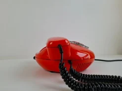 Orangefarbenes Mid-Century Schreibtischtelefon von Tesla, Tschechoslowakei, 1970er