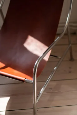 Outdoor Sessel aus Leder und poliertem Edelstahl von Keiji Takeuchi