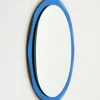 Ovaler Mid-Century Wandspiegel mit blauem Rahmen im Stil von Cristal Arte, Italien, 1960er
