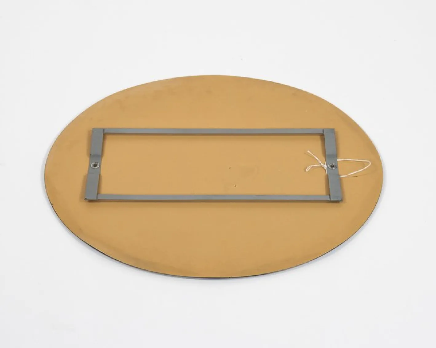 Ovaler Mid-Century Wandspiegel mit blauem Rahmen im Stil von Cristal Arte, Italien, 1960er