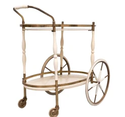 Ovaler Servierwagen mit Glasplatten, Italien, 1950er